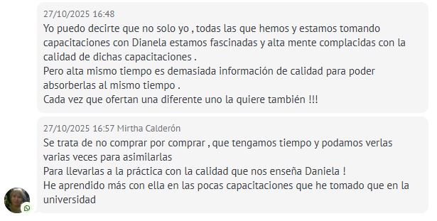 Testimonio sobre la calidad de las capacitaciones con Daniela